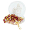 Image of Catholic Rosary Beads Red Crystal Medal Crucifix Prayer Necklace Jerusalem 20,5"