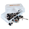 Image of Rosary Prayer Beads INRI Black Crystal Beaded Crucifix Necklace Jerusalem 19"