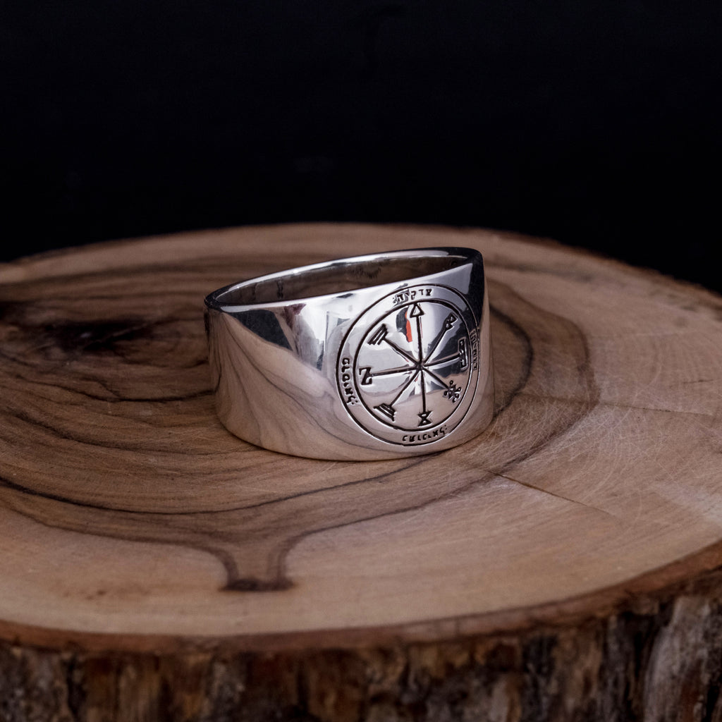 King Solomon Kabbalah Ring Profusion Seal Pentacle Amulet Silver 925 (6-13 sizes)