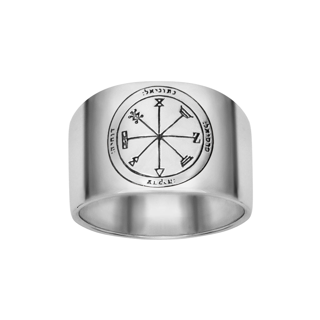 King Solomon Kabbalah Ring Profusion Seal Pentacle Amulet Silver 925 (6-13 sizes)
