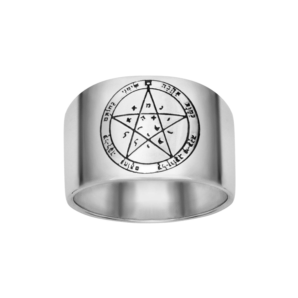 Kabbalah Ring Wishes Seal Pentacle Amulet King Solomon Silver 925 (6-13 sizes)