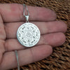 Image of Protect God Pendant Kabbalah Amulet Names of 12 angels & Star of David Sterling Silver Ø1"