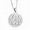 Image of Protect God Pendant Kabbalah Amulet Names of 12 angels & Star of David Sterling Silver Ø1"