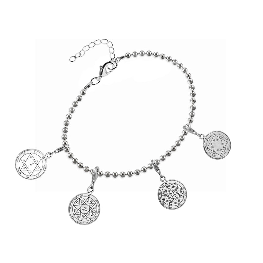 King Solomon Bracelet 4 Seals Bangle: Love, Health, & Guarding and Protection Kabbalah Jewelry Silver 925 - Holy Land Store