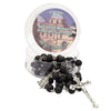 Image of Aroma Wooden Black Rosary w/ Jerusalem Cross Crucifix in Box from Holy Land Gift 18,5"