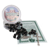 Image of Aroma Wooden Black Rosary w/ Jerusalem Cross Crucifix in Box from Holy Land Gift 18,5"