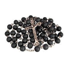 Aroma Wooden Black Rosary w/ Jerusalem Cross Crucifix in Box from Holy Land Gift 18,5