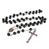 Image of Aroma Wooden Black Rosary w/ Jerusalem Cross Crucifix in Box from Holy Land Gift 18,5"