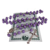 Image of Aroma Wooden Violet Rosary Beads w/Jerusalem Cross Crucifix in Box from Holy Land Gift 18,5"