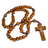Image of Catholic Wooden Prayer Beads Rosary with Crucifix from Jerusalem 21'' Holy Land