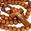 Image of Catholic Wooden Prayer Beads Rosary with Crucifix from Jerusalem 21'' Holy Land