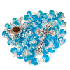 Image of Rosary Prayer Beads INRI Light Blue Crystal Beaded w/ Holy Soil Jerusalem 22"
