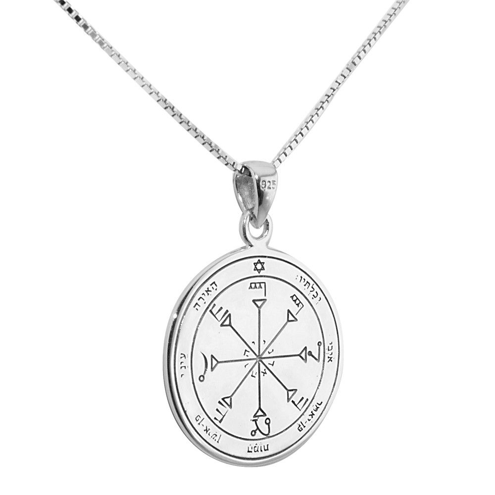 Pendant Seal of Solomon for Insight Amulet Kabbalah Pentacle Silver 925 Ø 0,09"