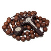 Image of Brown Rosary Beads Decorated with Cross Decor with Order of Saint Benedict 20"