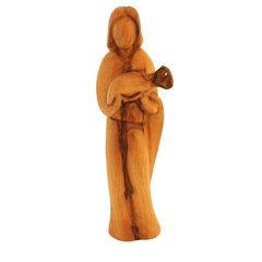 Olive Wood Good Shepherd Statue – Faith Décor from Bethlehem