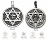 Image of Sterling Silver Magen David Pendant with Hebrew Chai Sign Round Medallion