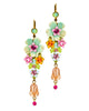 Image of Elegant Romantic Brass Floral Flower Dangle Drop Earrings w/ Swarovski Crystals for Women - Perfect Jewelry for Spring