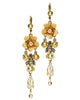 Image of Elegant Romantic Brass Floral Flower Dangle Drop Earrings w/ Swarovski Crystals for Women - Perfect Jewelry for Spring