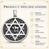Image of Sterling Silver Magen David Pendant with Hebrew Chai Sign Round Medallion