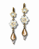 Image of Elegant Vintage Brass Floral Dangle Drop Earrings w/ Swarovski Crystals - Fashion Jewelry for Women 5cm/2"