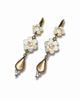 Image of Elegant Vintage Brass Floral Dangle Drop Earrings w/ Swarovski Crystals - Fashion Jewelry for Women 5cm/2"