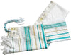 Image of Large Teal Blue Tallit Jewish Prayer Shawl Scarf w/ Pouch 72 x 22"