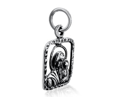 Handmade 925 Sterling Silver/Gold Plated Orthodox Christian Icon Pendant - The Virgin Mary and Baby Jesus - 1.5cm/0.5