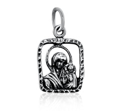 Handmade 925 Sterling Silver/Gold Plated Orthodox Christian Icon Pendant - The Virgin Mary and Baby Jesus - 1.5cm/0.5" Necklace for Men & Women - Blessed in Jerusalem