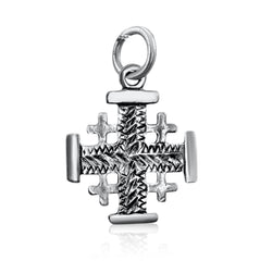 Small Delicate Sterling Silver / Gold Plated Jerusalem Crusader Cross Necklace for Women & Men Pendant Gift 0.79"/2cm