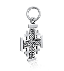 Small Delicate Sterling Silver / Gold Plated Jerusalem Crusader Cross Necklace for Women & Men Pendant Gift 0.79