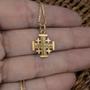 Image of Small Delicate Sterling Silver / Gold Plated Jerusalem Crusader Cross Necklace for Women & Men Pendant Gift 0.79"/2cm