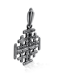 Blessed Sterling Silver Jerusalem Cross Necklace for Women Men Pendant 0.79