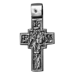 Large Sterling Silver Double-sided Orthodox Crucifix Cross Necklace 1.5