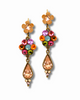 Image of Elegant Vintage Brass Floral Dangle Drop Earrings w/ Swarovski Crystals - Fashion Jewelry for Women 5cm/2"