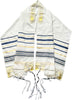 Image of Jewish Tallit Prayer Shawl Scarf Blue, Silver & Gold Tzitzit w/ Bag Pouch for Men Women 72 x 22"