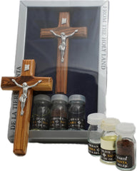 Blessed Christian Set w/ Crucifix, Olive Oil, Holy Water & Bethlehem Soil 8"/20cm
