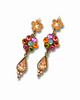 Image of Elegant Vintage Brass Floral Dangle Drop Earrings w/ Swarovski Crystals - Fashion Jewelry for Women 5cm/2"