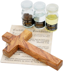 Christian Blessing Kit Set w/ Traditional Cross, Olive Oil, Holy Water & Bethlehem Soil 8