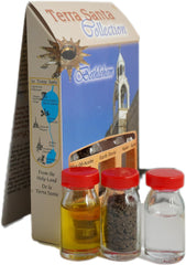 Christian Bethlehem Themed Christian Gift Set w/ 3 Bottles - Olive Oil, Holy Water & Holy Soil 10ml/ 0.3 oz