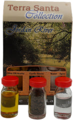 Christian Jordan River Themed Christian Gift Set w/ 3 Bottles - Olive Oil, Holy Water & Bethlehem Soil 10ml/ 0.3 oz
