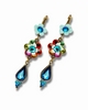 Image of Elegant Vintage Brass Floral Dangle Drop Earrings w/ Swarovski Crystals - Fashion Jewelry for Women 5cm/2"