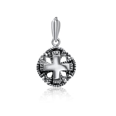 Footed Jerusalem Cross  Consecrated Church Holy Sepulcher Holy Land Silver 925