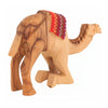 Image of Olive Wood Camel Figurine with Red Saddle – Holy Land Nativity Decor