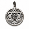 Image of Sterling Silver Magen David Pendant with Hebrew Chai Sign Round Medallion