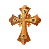 Image of Olive Wood Hanging Wall Cross w/ 4 Relics Jerusalem Decor Christian Gift 21cm/8"