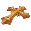 Image of Olive Wood Hanging Wall Cross w/ 4 Relics Jerusalem Decor Christian Gift 21cm/8"