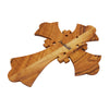 Image of Olive Wood Hanging Wall Cross w/ 4 Relics Jerusalem Decor Christian Gift 21cm/8"