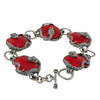 Image of 925 Sterling Silver Red Coral Snake Jewelry 3 Pieace Set – Bracelet, Earrings & Ring