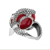 Image of 925 Sterling Silver Red Coral Snake Jewelry 3 Pieace Set – Bracelet, Earrings & Ring