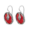 Image of 925 Sterling Silver Red Coral Snake Jewelry 3 Pieace Set – Bracelet, Earrings & Ring
